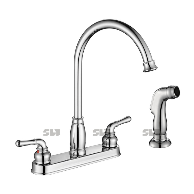 SLY 2 Hole Kitchen Faucets 2 Handle Centerset Faucet for Kitchen Sinks with Side Sprayer 