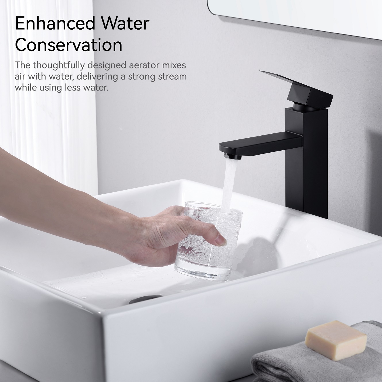 SLY Brass Matte Black Single Handle Brass Basin Faucet Decked Mounted Cold Hot Water Tap Bathroom