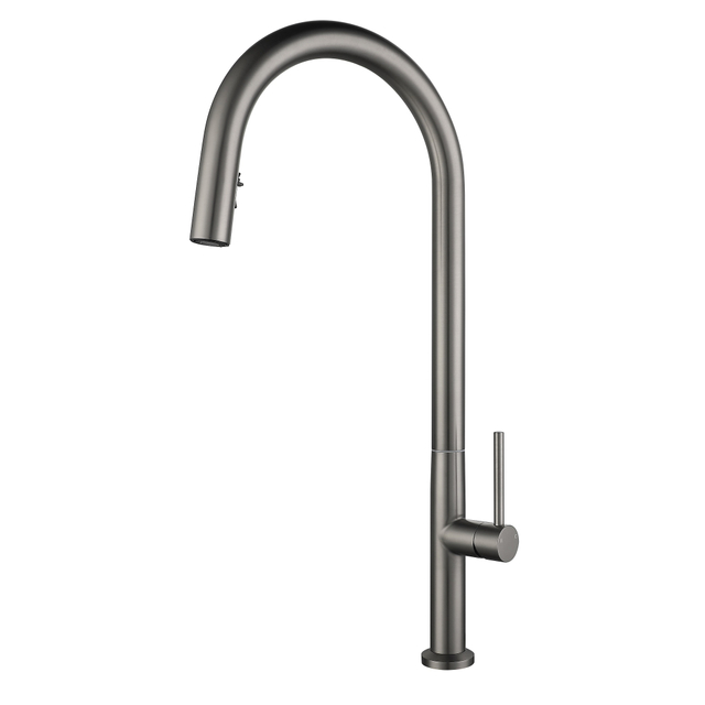 SLY China Supplier Brushed Gun Metal 304 Single Handle Sink Faucet Mixer Kitchen Tap