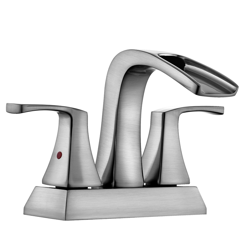 SLY Brushed Nickel Modern Design Single Hole Bathroom Sink Faucet In Stock