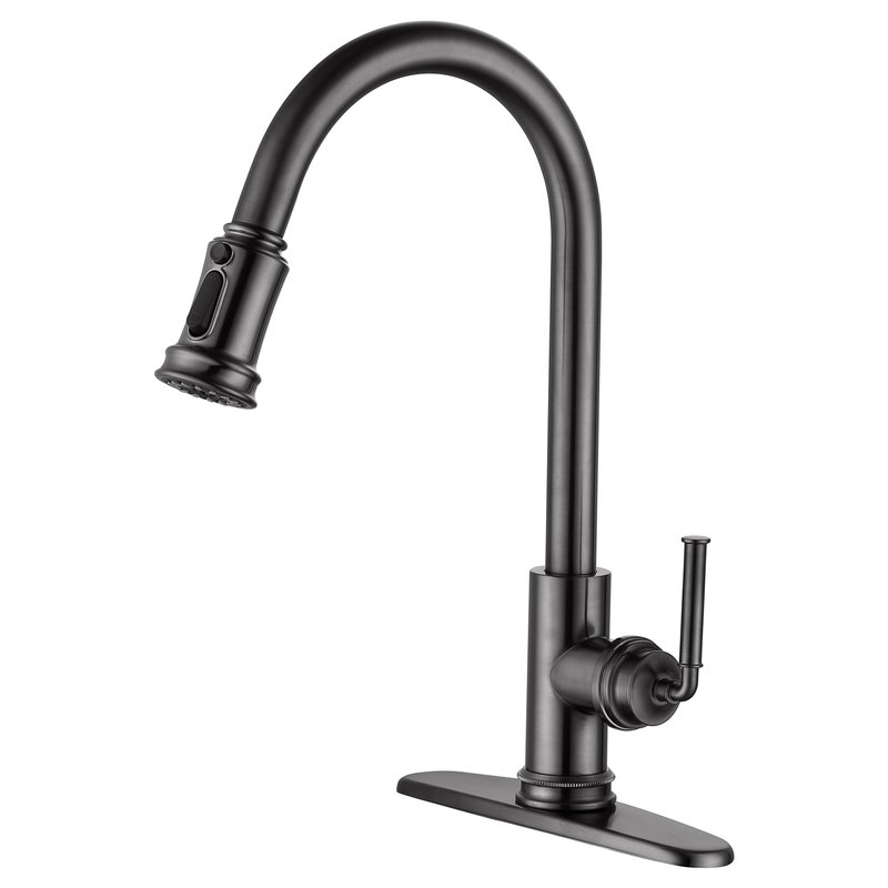 SLY Brushed Nickel Single Handle Pull Down Kitchen Sink Faucet With Sprayer