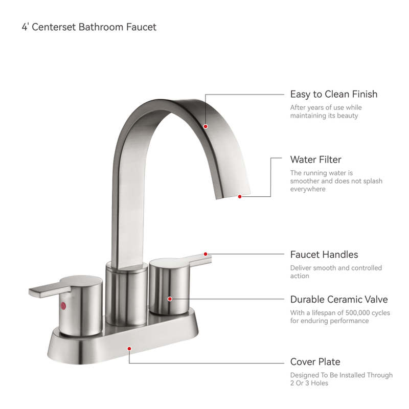 SLY Brushed Nickel Modern Single Hole Sink Faucet Bathroom Washbasin