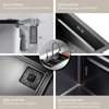 Samliyu Kitchen Waterfall Under The Home Large Single Sink S.S304 Brushed Gun Metal Sink Key Shark Digital Display Flying Rain Faucet