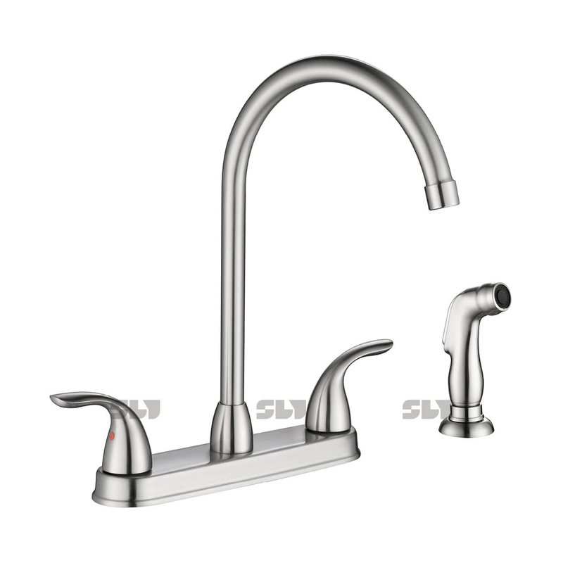 SLY 8 inch Two Handle Kitchen Faucet with Side Sprayer