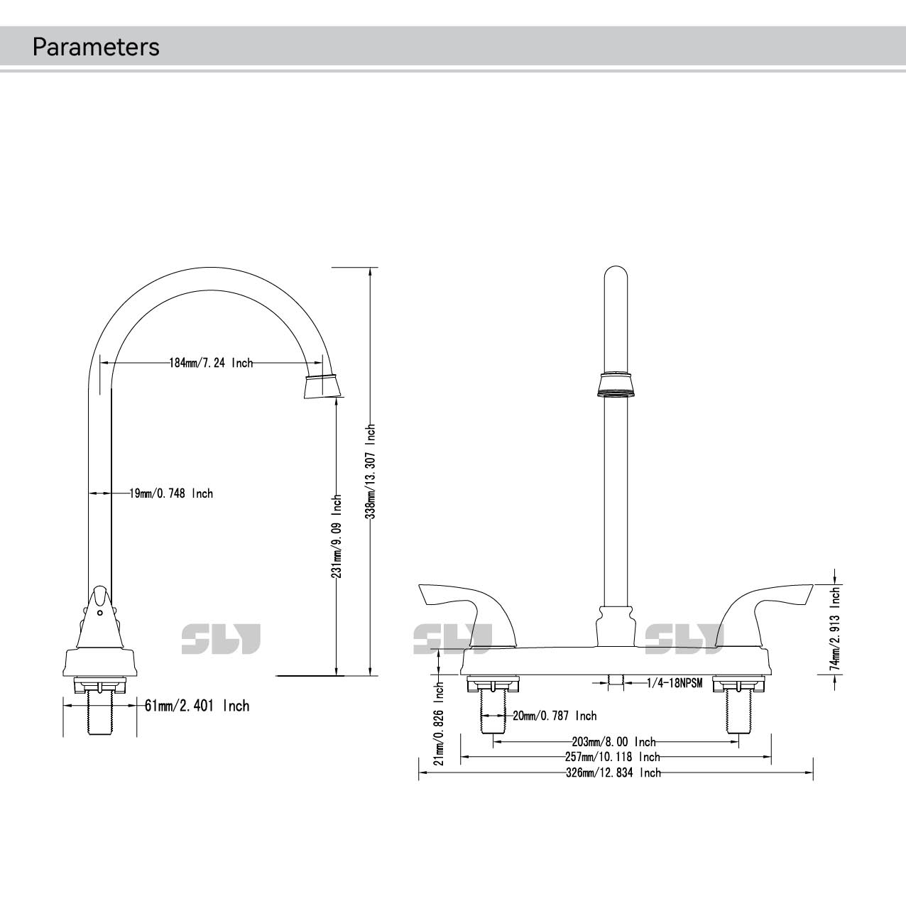 Deck Mounted Water Tap Kitchen Sink Faucet