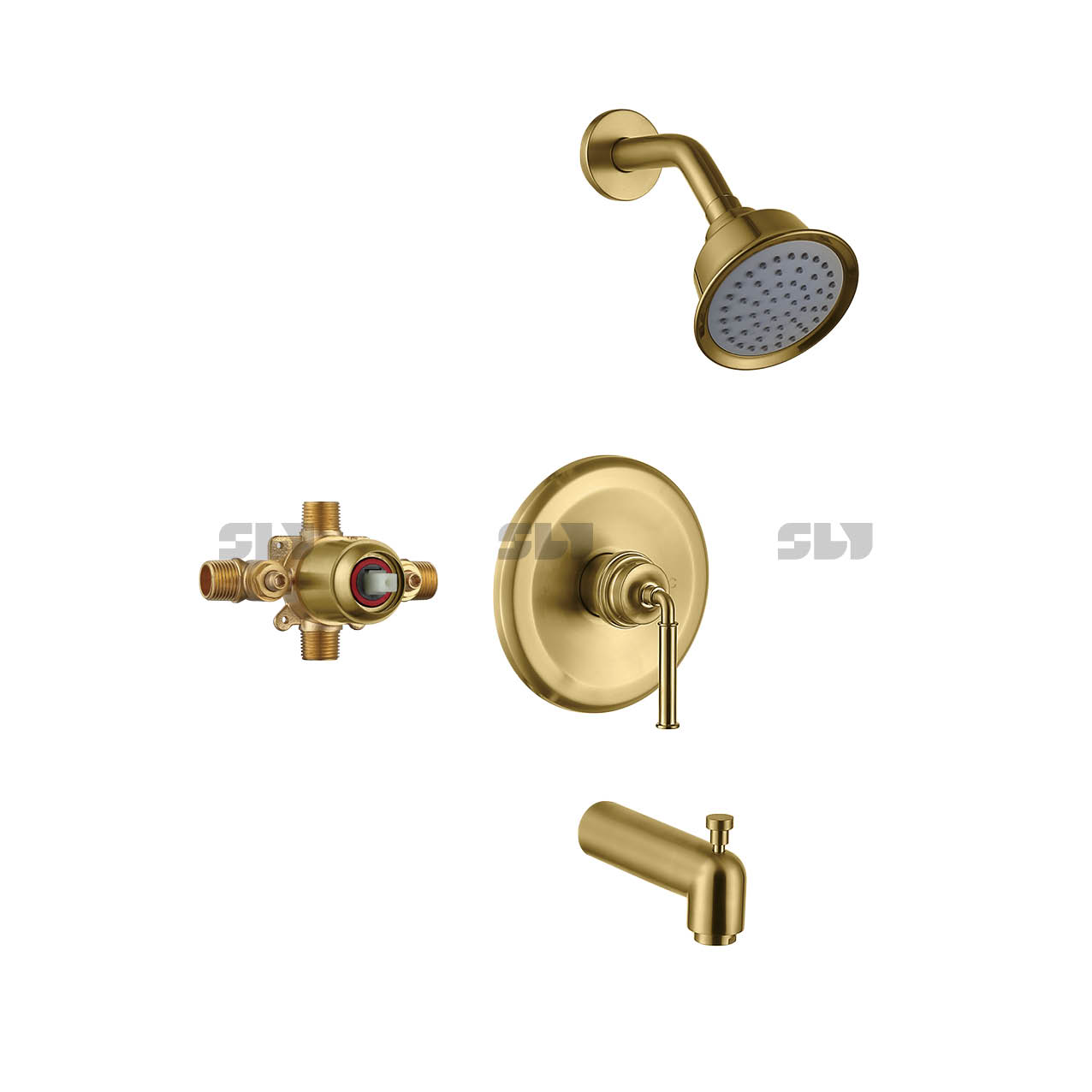 SLY Wall-Concealed Bath Shower Mixer Matte Black Shower Faucet Brass Two Function 