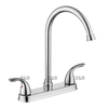 SLY Modern Two Handle 8 Inch High Arc Brushed Nickel Kitchen Faucet