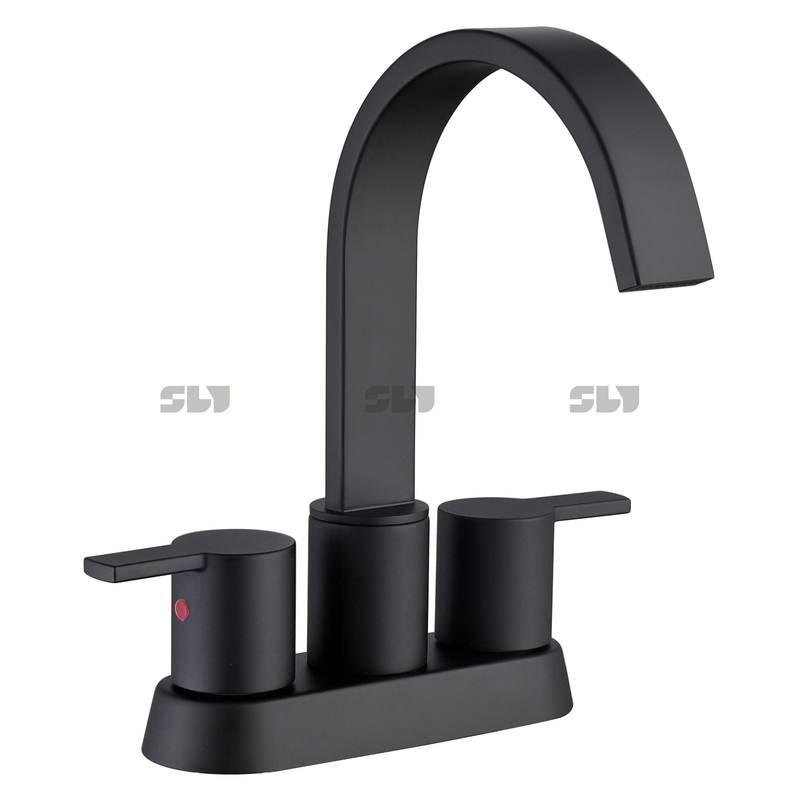 China Factory Centerset Hot/cold Bathroom Faucet Two Hand Water Tap Basin Faucet Brushed Gold