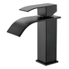 SLY Brass Matte Black Waterfall Spout Bathroom Faucet Single Handle Bathroom Vanity Sink Faucet