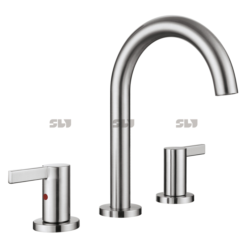 SLY Luxury Gold Wash Face Basin Faucet Widespread 8 Inch 3 Hole Lavatory Sink Faucet