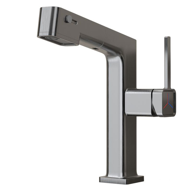 SLY Zinc Brass Brushed Gun Metal Single Handle Brass Bathroom Faucet Cold Hot Mixer Bathroom Tap Faucet
