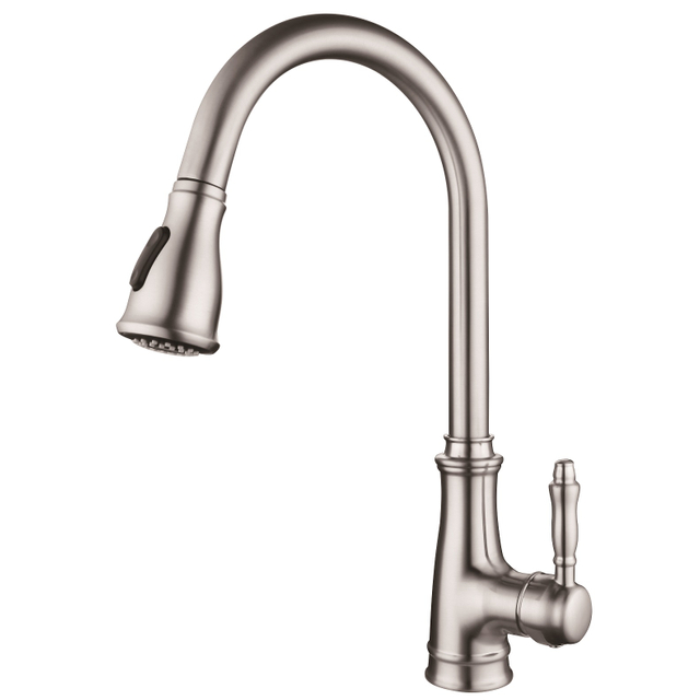 SLY Brushed Nickel Pull Out Kitchen Faucet Single Handle Multifunctional