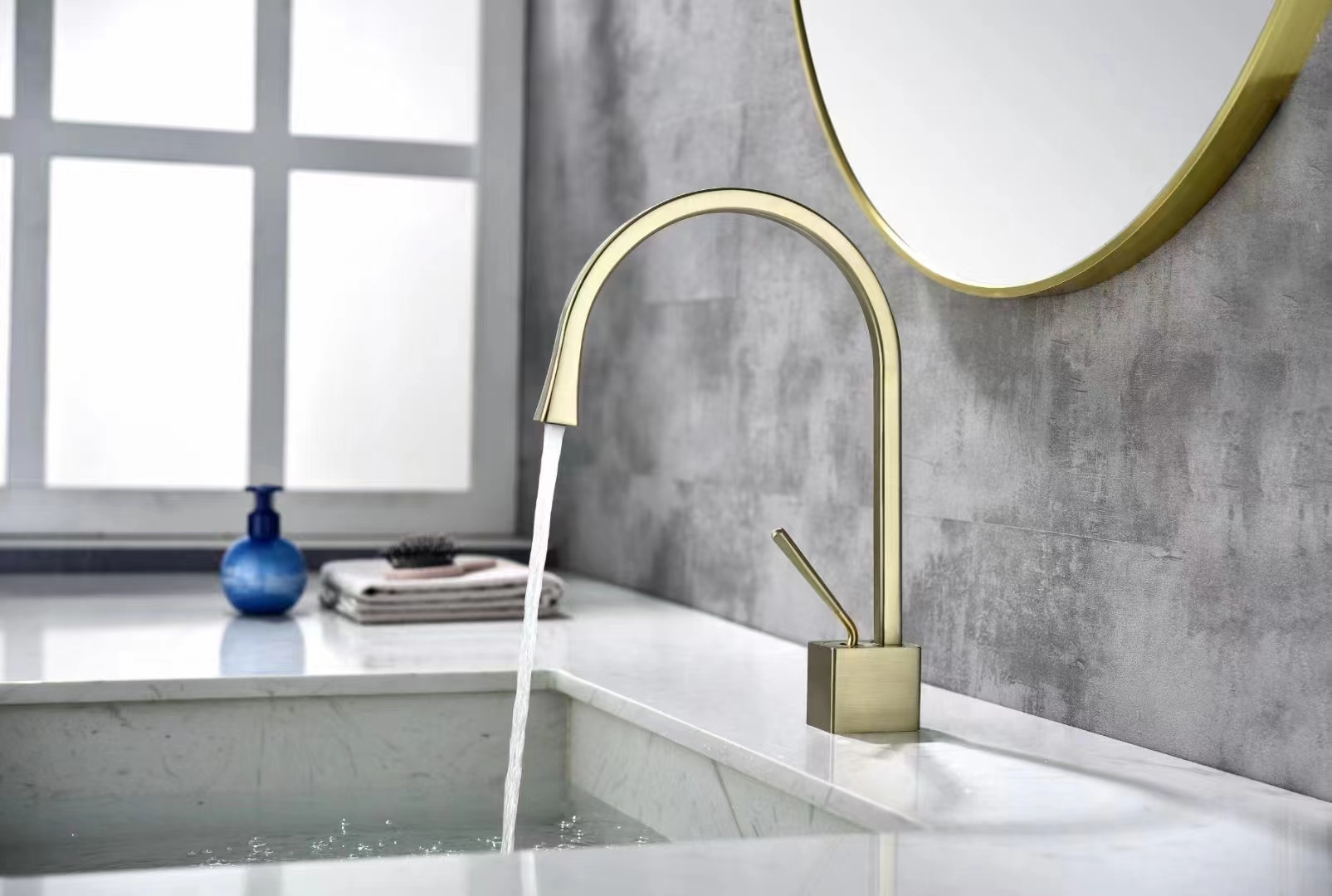 SLY Brass Brushed Zirconium Gold Single Handle Basin Chrome Finished Cheap Zinc Basin Faucet Bathroom