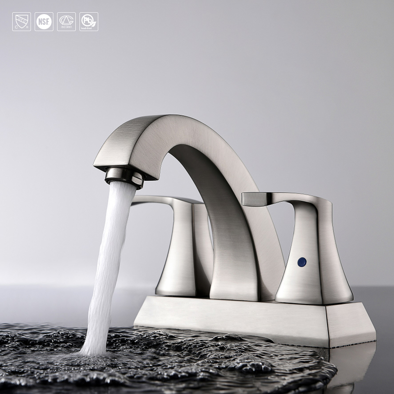 SLY Brushed Nickel Bathroom Sink Faucet Deck Mount One Hole Faucet