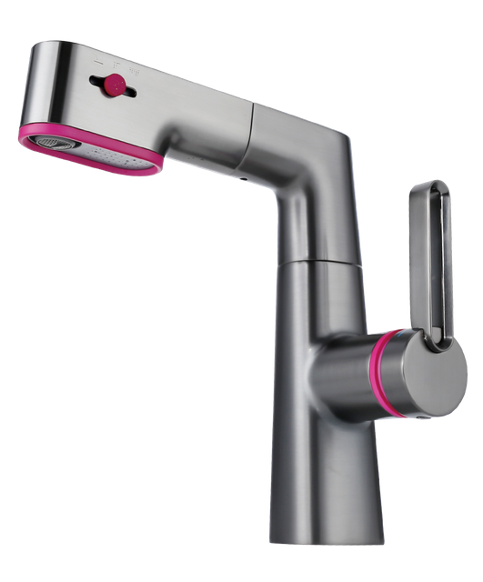 SLY Zinc Brushed Gun Metal Bathroom Hot And Cold Single Hole Wash Hand Basin Mixer Faucet