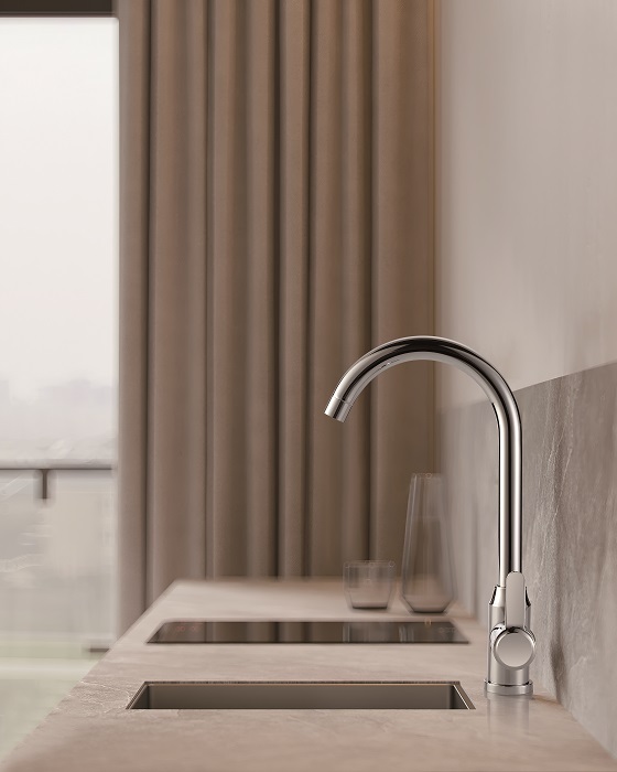 Chrome Steel Kitchen Faucet 