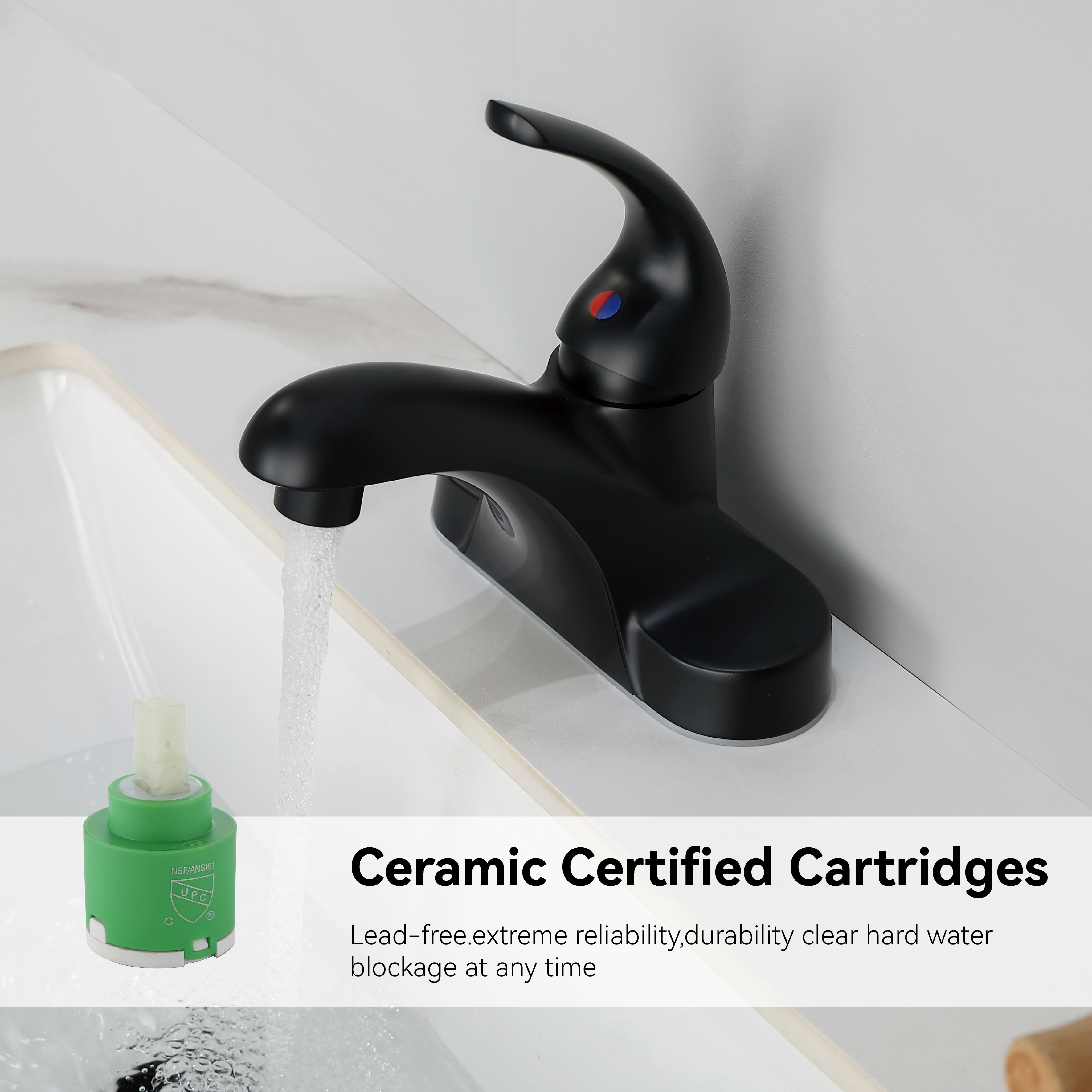 Samliyu Single Handle Matte Black Bathroom Faucet