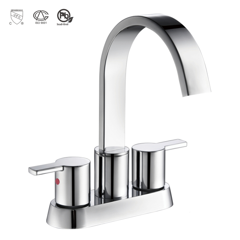 China Factory Centerset Hot/cold Bathroom Faucet Two Hand Water Tap Basin Faucet Brushed Gold