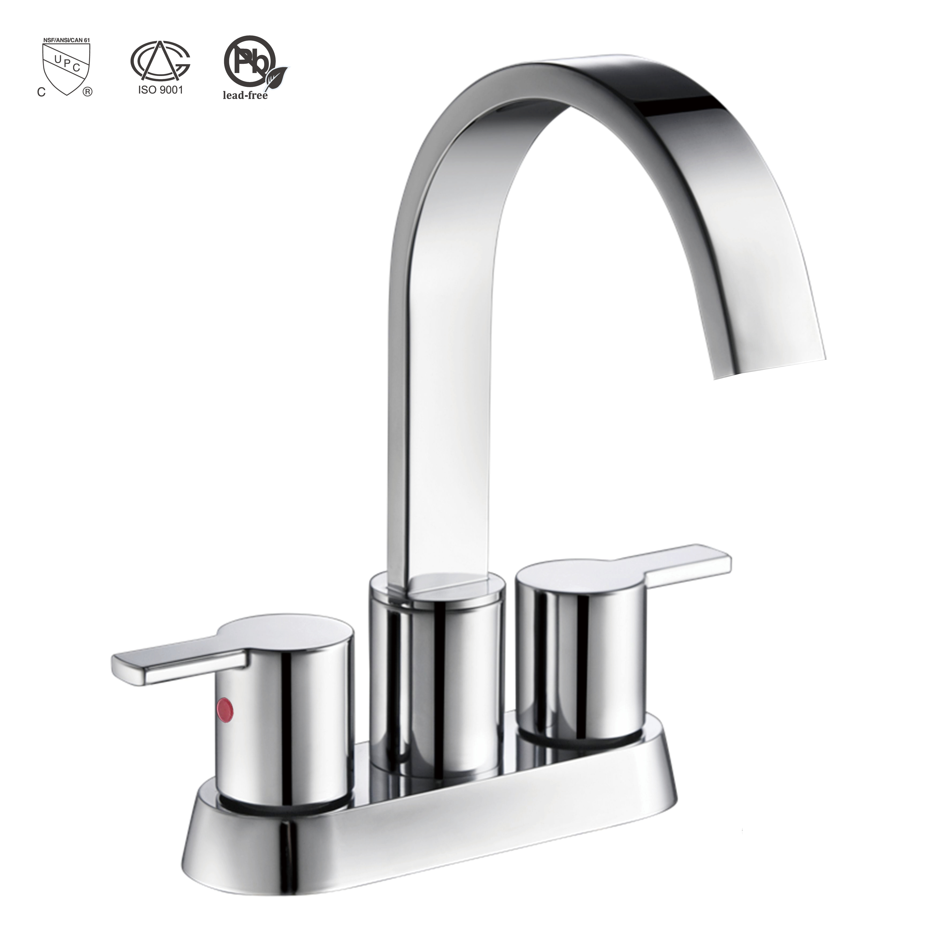 China Factory Centerset Hot/cold Bathroom Faucet Two Hand Water Tap Basin Faucet Brushed Gold