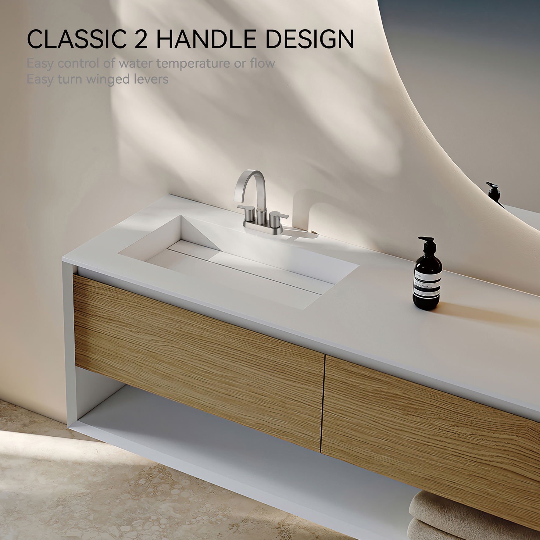 SLY Brushed Nickel Modern Single Hole Sink Faucet Bathroom Washbasin