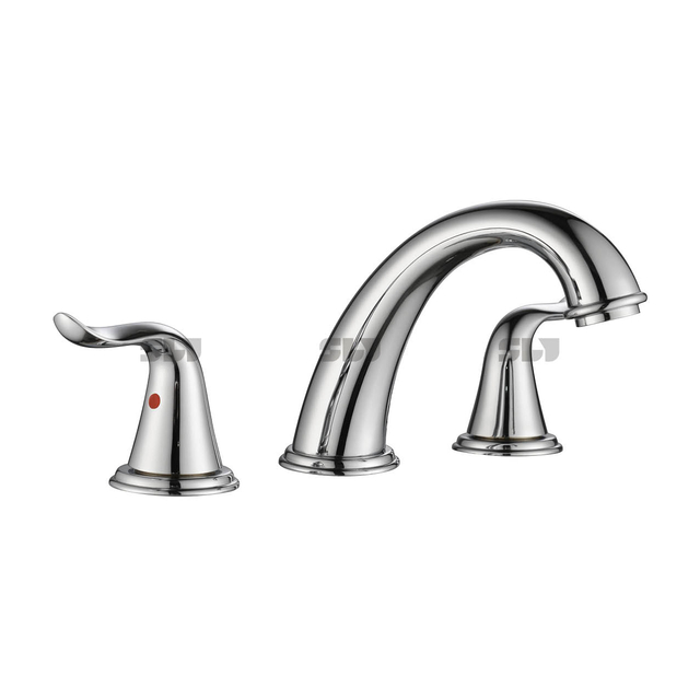 SLY Hot Sell Deck-mounted Twin Handle Wash Basin Faucet