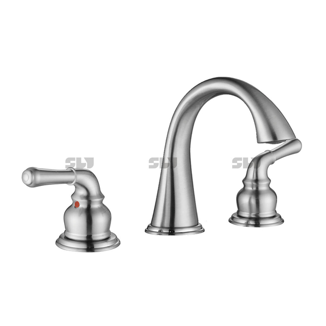 SLY Pop Silver/matte Black Double Handle Basin Wash Basin Faucet