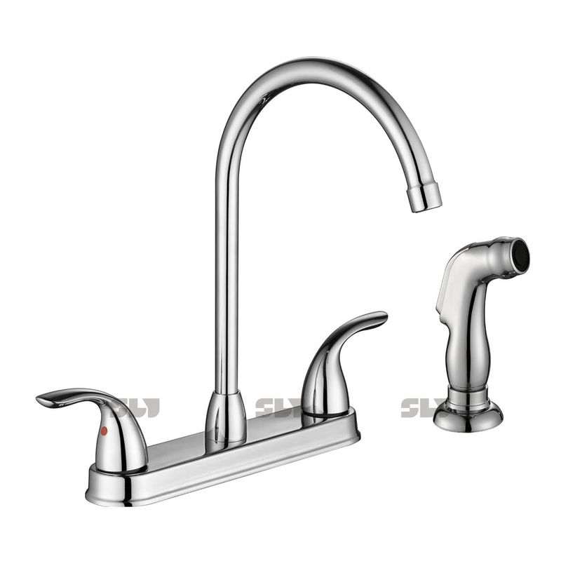SLY 8 inch Two Handle Kitchen Faucet with Side Sprayer