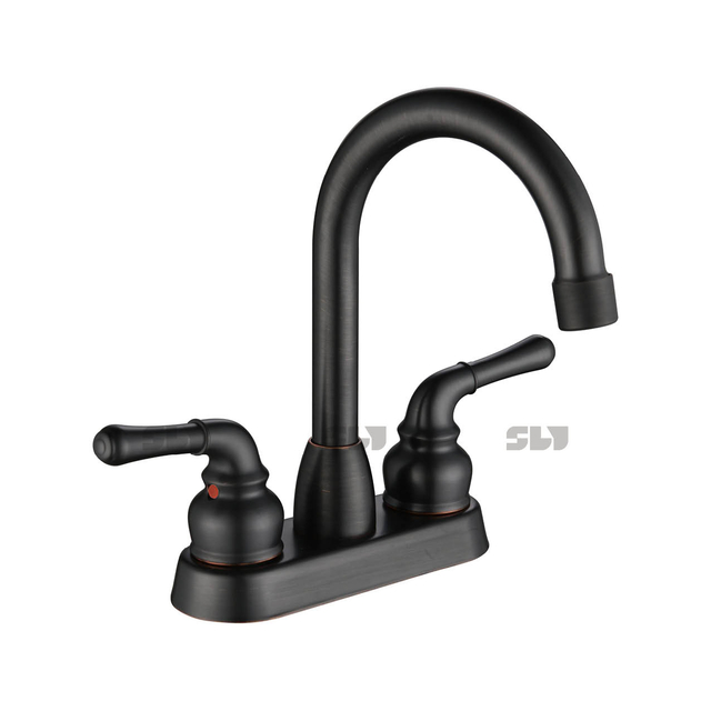 SLY Gold Bathroom Two Hole Bathroom Sink Faucet Brushed Nickel Bathroom Faucet Vanity Mixer Tap 