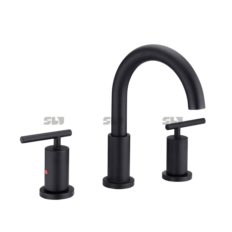 SLY CUPC Modern Widespread Water Saving 3 Holes Face Basin Mixer Tap Bathroom Wash Basin Lavatory Faucet 