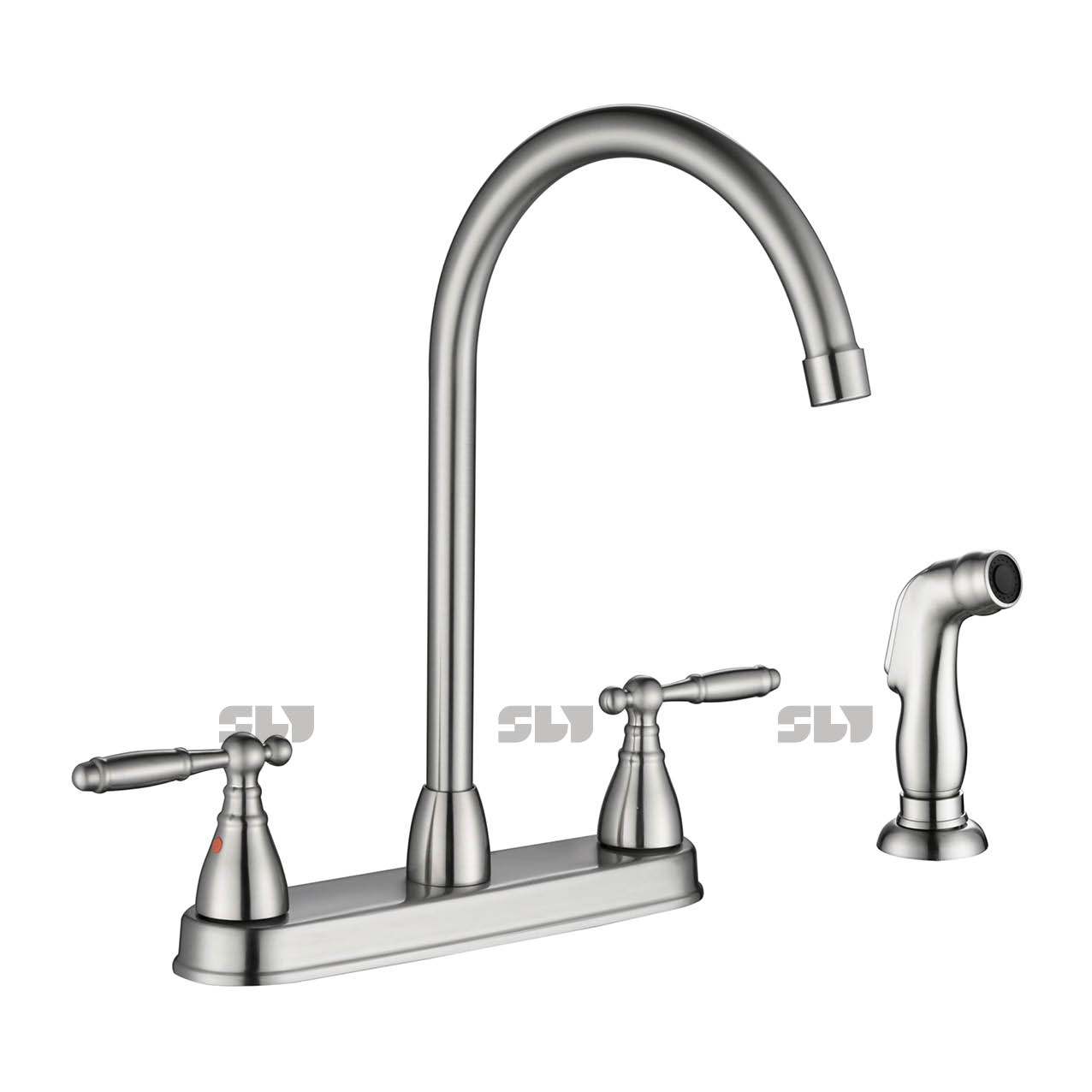 SLY Two Handle 3 Holes Luxury Chrome Kitchen Faucets with Sprayer