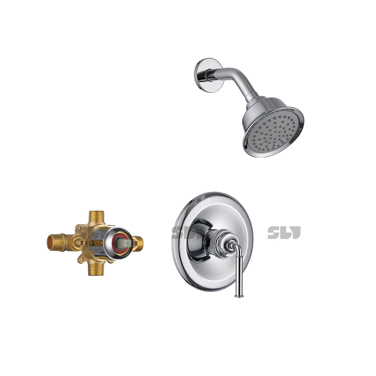 SLY Wall-Concealed Bath Shower Mixer Matte Black Shower Faucet Brass