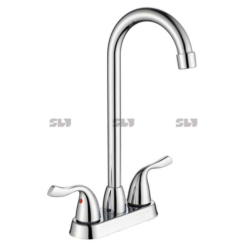 SLY High End Brushed Nickel Bathroom Kitchen Faucet Dual Handle High Quality Spout 4 Inch Vanity Sink Faucet