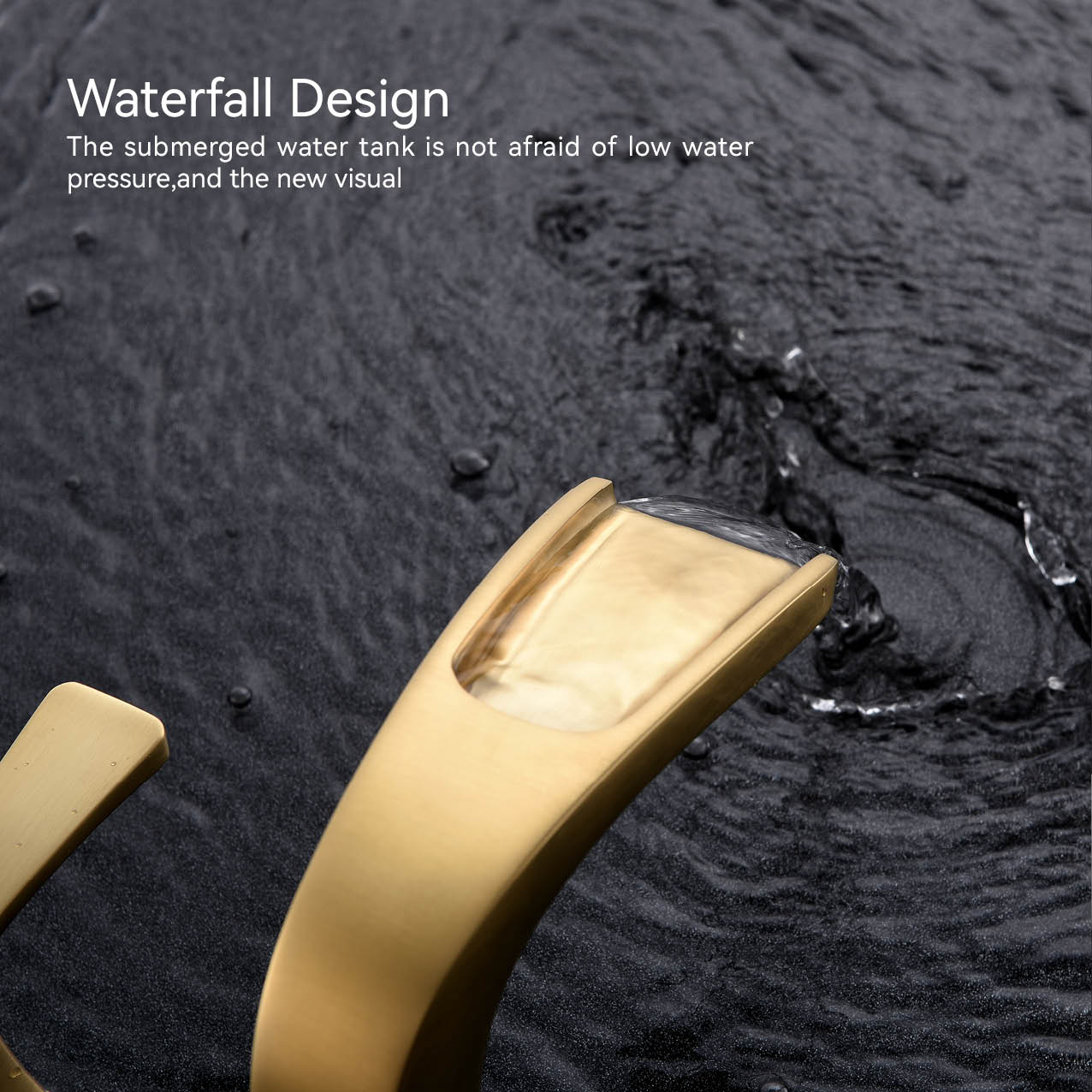 SLY Modern Brushed Gold Mixer Bathroom Basin Sink Faucet Contemporary Two Handle Water Taps