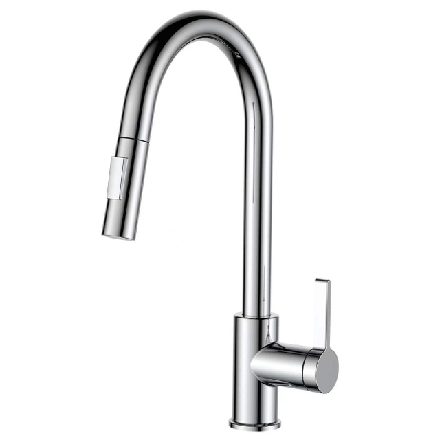 SLY Brushed Nickel Water Tap Modern Taps Pull Out Sprayer Kitchen Mixer Sink Faucets