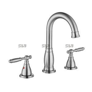 SLY Two Handle Deck Mounted Sink Faucet Widespread Basin Tap Faucet Basin
