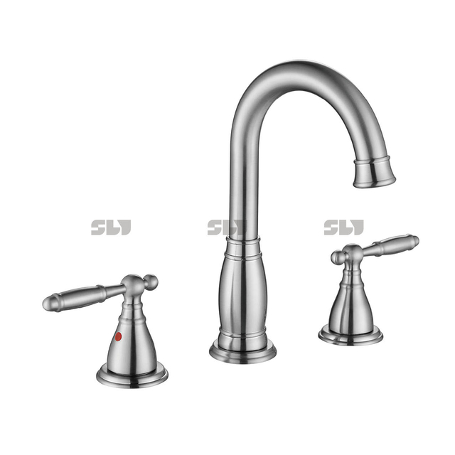 SLY Two Handle Deck Mounted Sink Faucet Widespread Basin Tap Faucet Basin