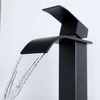 SLY Brass Matte Black Waterfall Spout Bathroom Faucet Single Handle Bathroom Vanity Sink Faucet