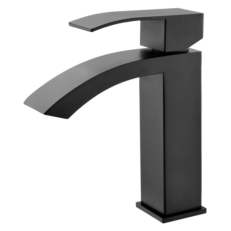 SLY Brass Stainless Steel Modern Waterfall Bathroom Sink Faucet Single Handle Hot Cold Water Mixer Basin