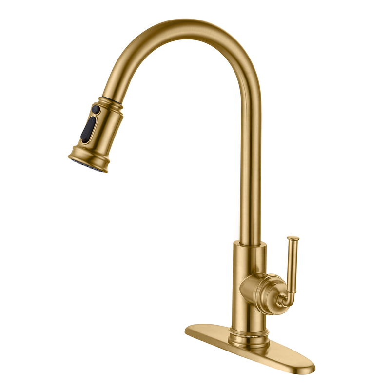 SLY Brushed Nickel Single Handle Pull Down Kitchen Sink Faucet With Sprayer