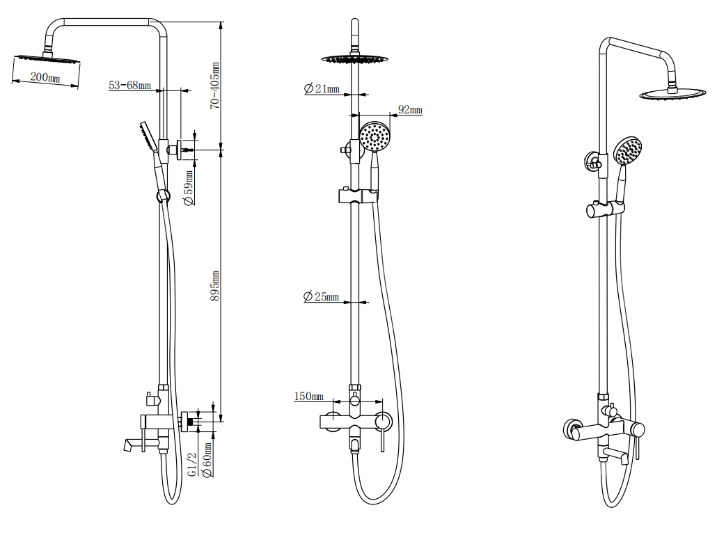 High Pressure Rainfall Waterfall Mixer Shower Head Set