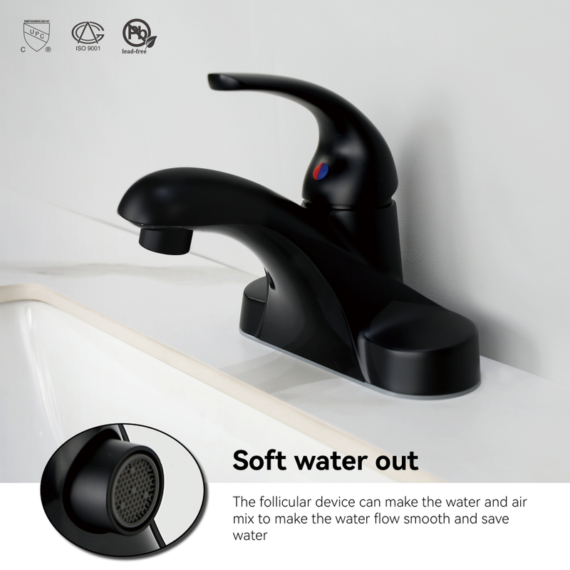 Samliyu Single Handle Matte Black Bathroom Faucet