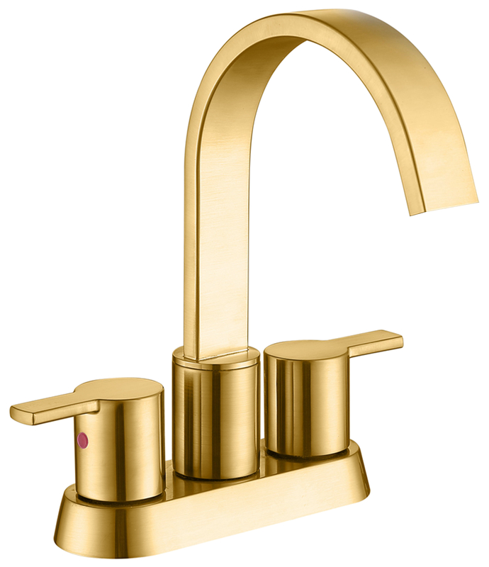China Factory Centerset Hot/cold Bathroom Faucet Two Hand Water Tap Basin Faucet Brushed Gold