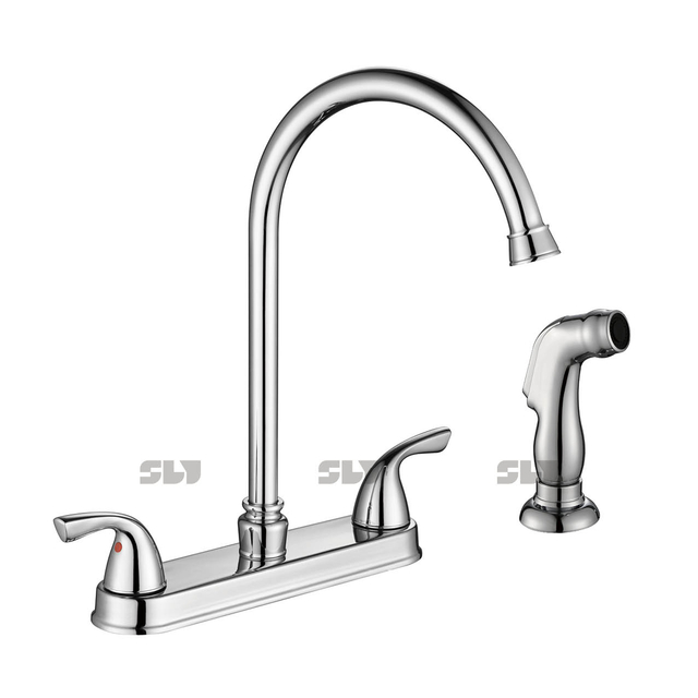 Contemporary Factory Gooseneck Spout Kitchen Sink Faucet with Side Sprayer SLY