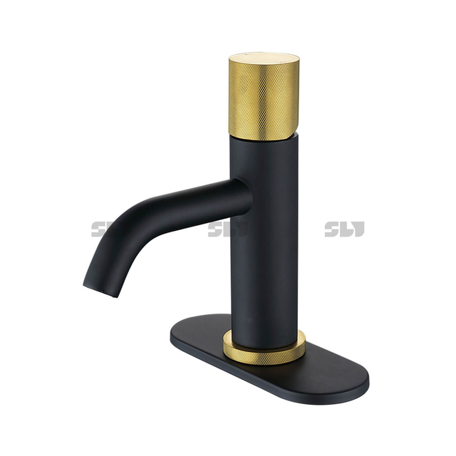 SLY Kaiping Matte Black and Gold Single Handle Basin Faucets