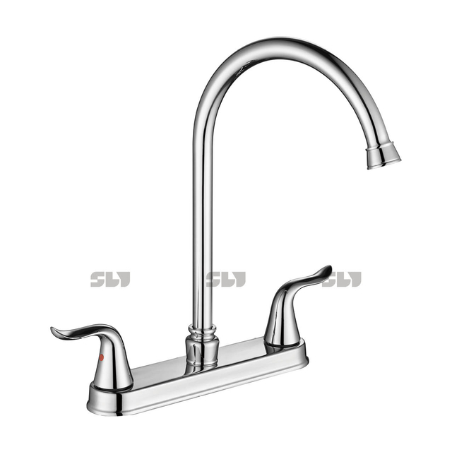 SLY Chrome Brass Hot And Cold Kitchen Faucet Mixer Water Tap Luxury Deck Mounted Kitchen Sink Faucet