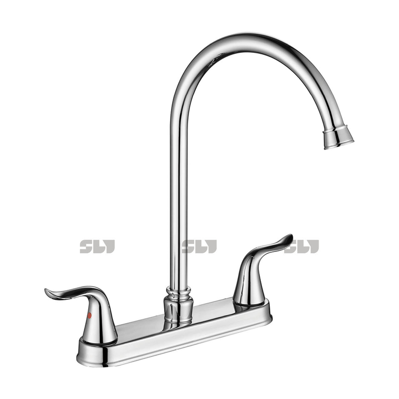SLY Chrome Brass Hot And Cold Kitchen Faucet Mixer Water Tap Luxury Deck Mounted Kitchen Sink Faucet