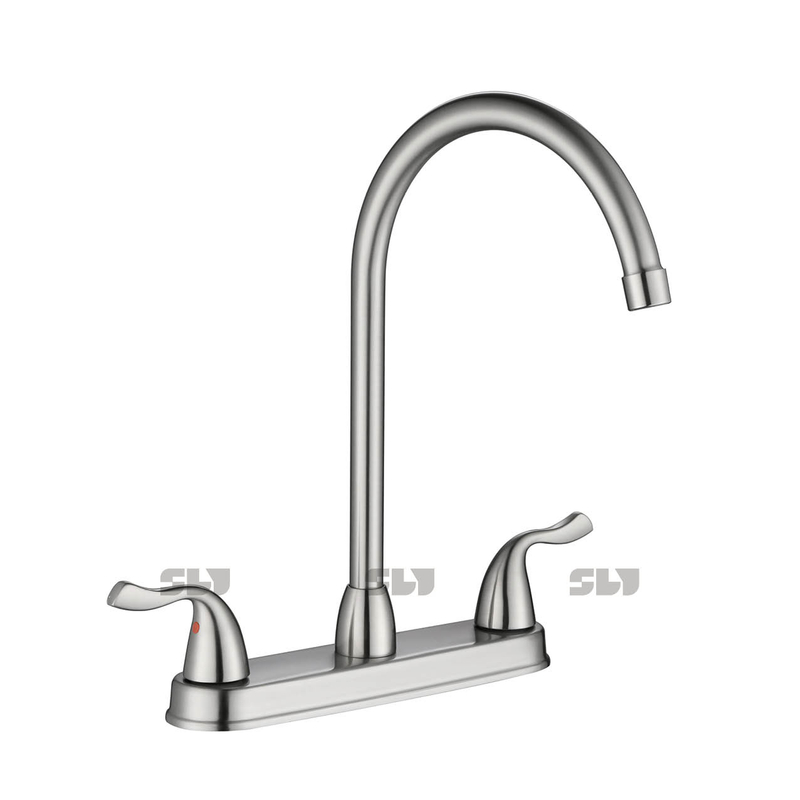 SLY Brass Dual Handles Hot Cold Water Kitchen Tap Kitchen Faucets Chromed Mixer