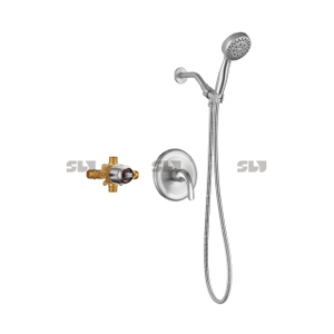 SLY Brushed Nickel Shower Head Combo Brass Shower Combo Set Bathroom Shower Trim Kit