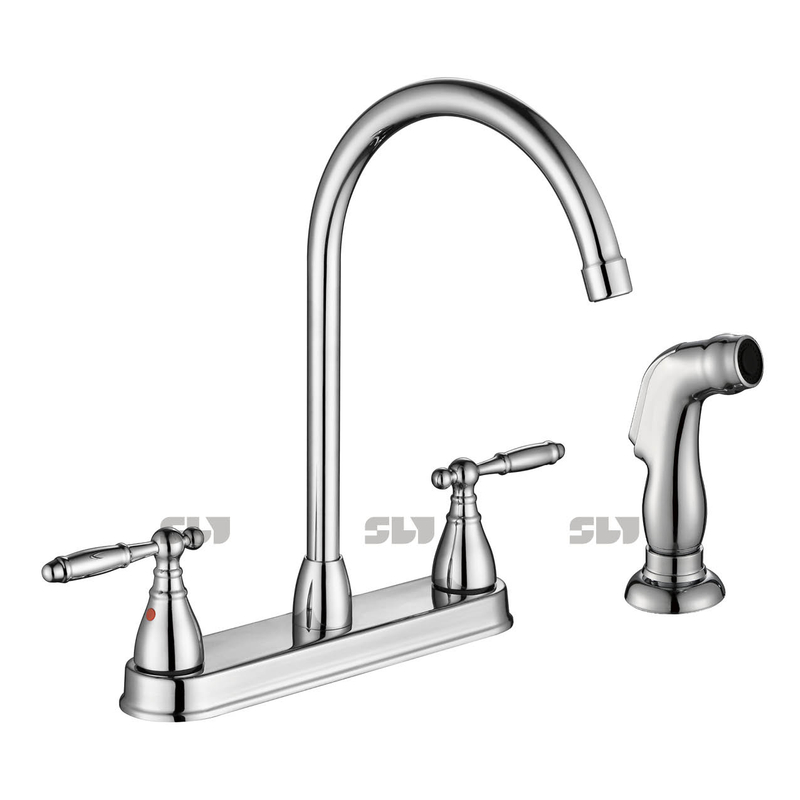 SLY Two Handle 3 Holes Luxury Chrome Kitchen Faucets with Sprayer