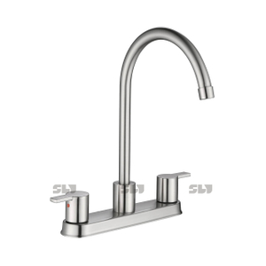 SLY 8 Inch Centerset 2 Holes Brushed Nickel Two Handle Kitchen Faucet